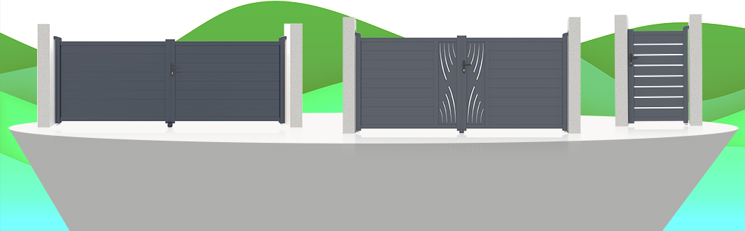 Portões de bandeira e portões em estoque